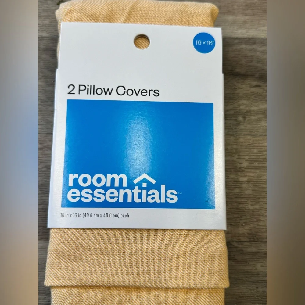 New Room Essential‎ 2 Pillow Case Covers 16x16 Yellow/mustard collor
